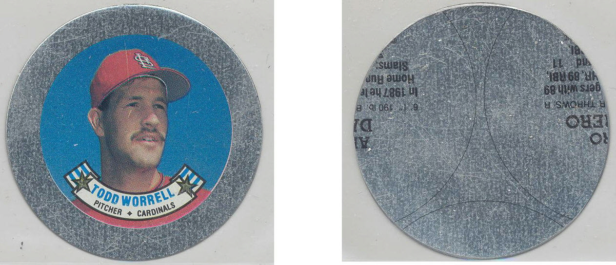 1988 Topps Baseball Coins Metal Proof Discs 060 Todd Worrell